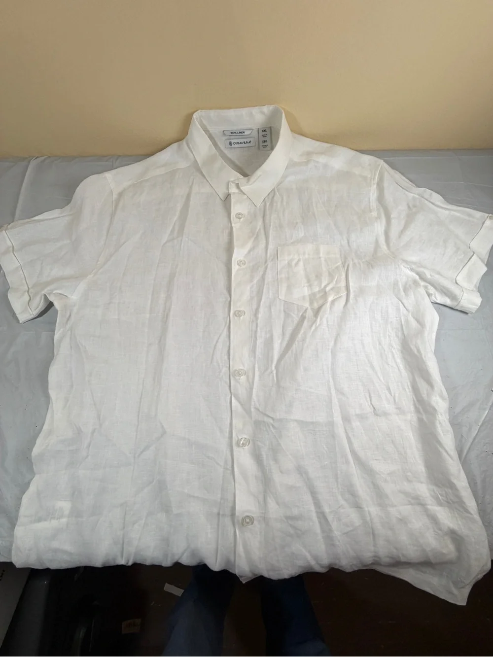 Cubavera Men's‎ Cream Short-Sleeve Button-Front Camp Shirt 100% Linen